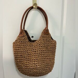 Brown straw purse
